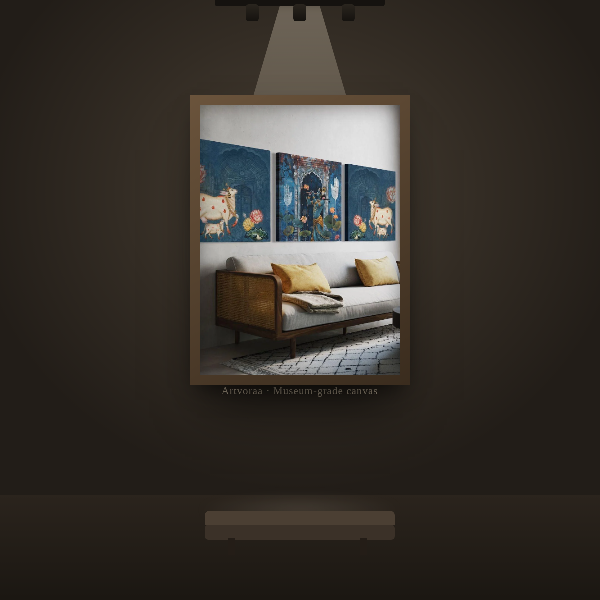 Krishna Sacred Cows Triptych - gallery wall display