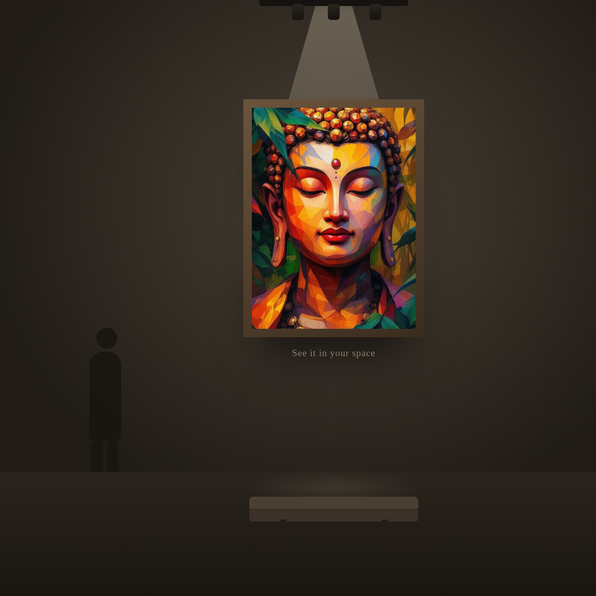 Geometric Buddha - in a gallery space