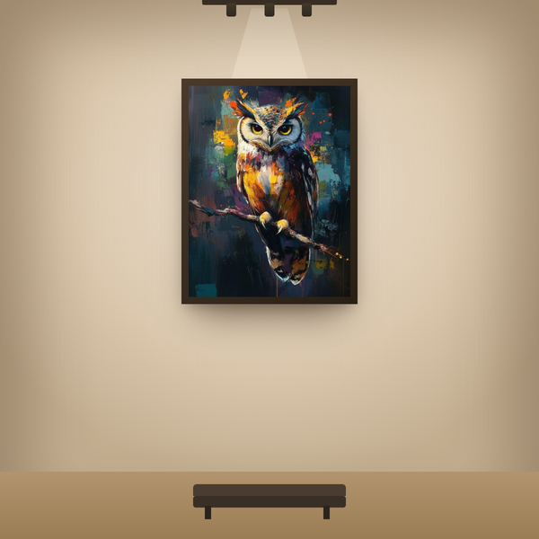 Abstract owl canvas gallery mockup
