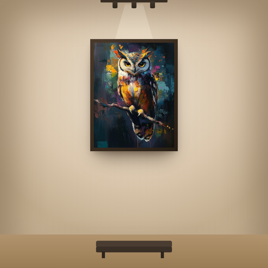 Abstract owl canvas gallery mockup