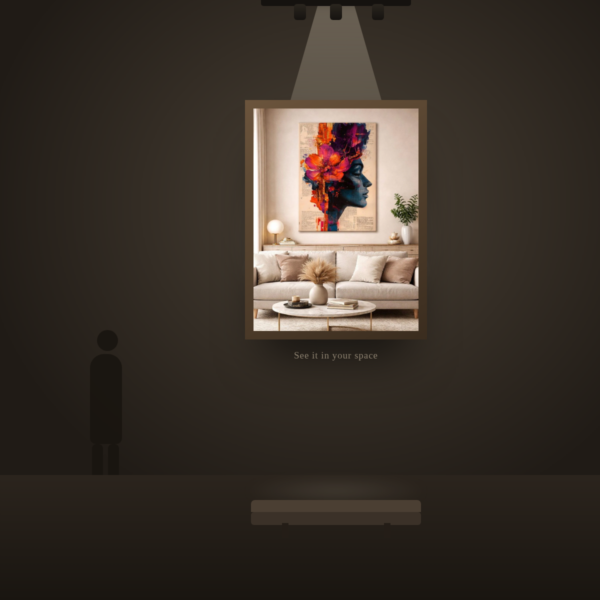 Abstract Floral Woman - in a gallery space