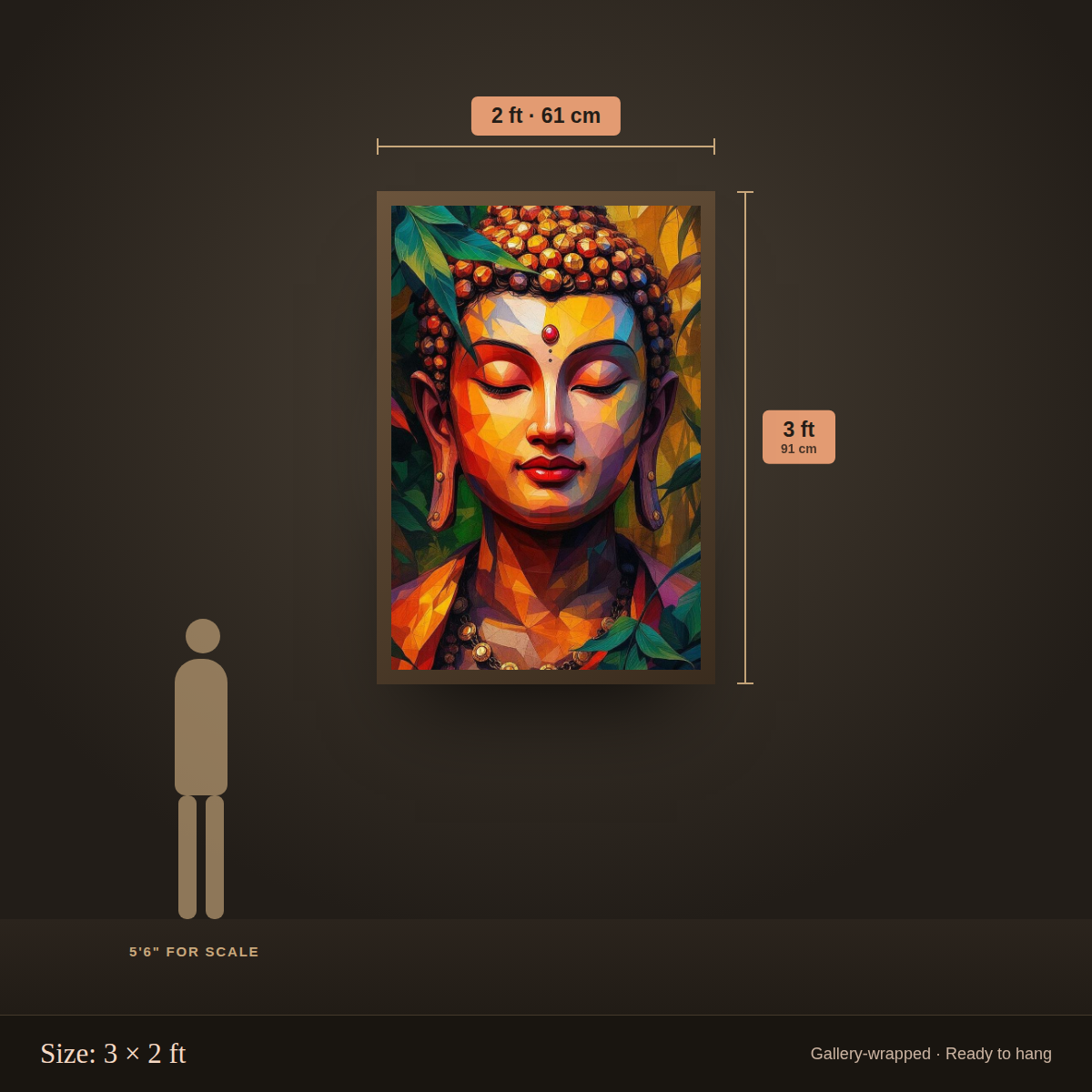 Geometric Buddha - size guide 3x2 ft