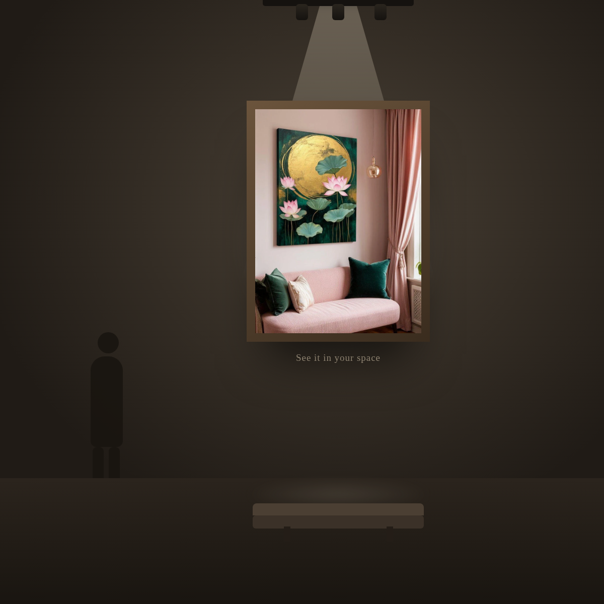 Golden Moon Lotus - in a gallery space