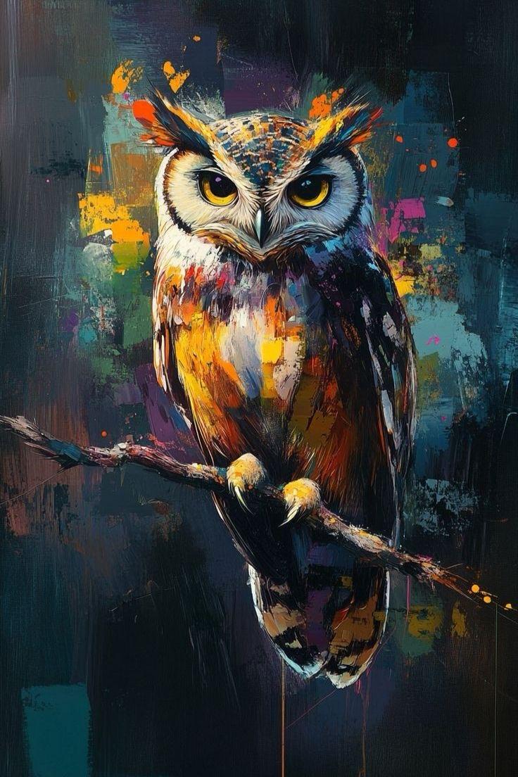Colorful Abstract Owl canvas — part of the Artvoraa 2-canvas combo