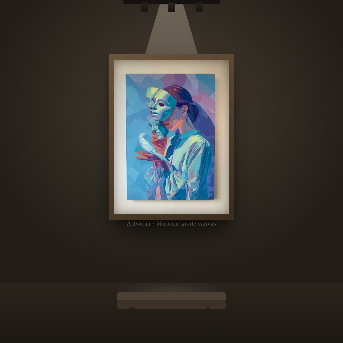 Woman Mask Dove - gallery wall display