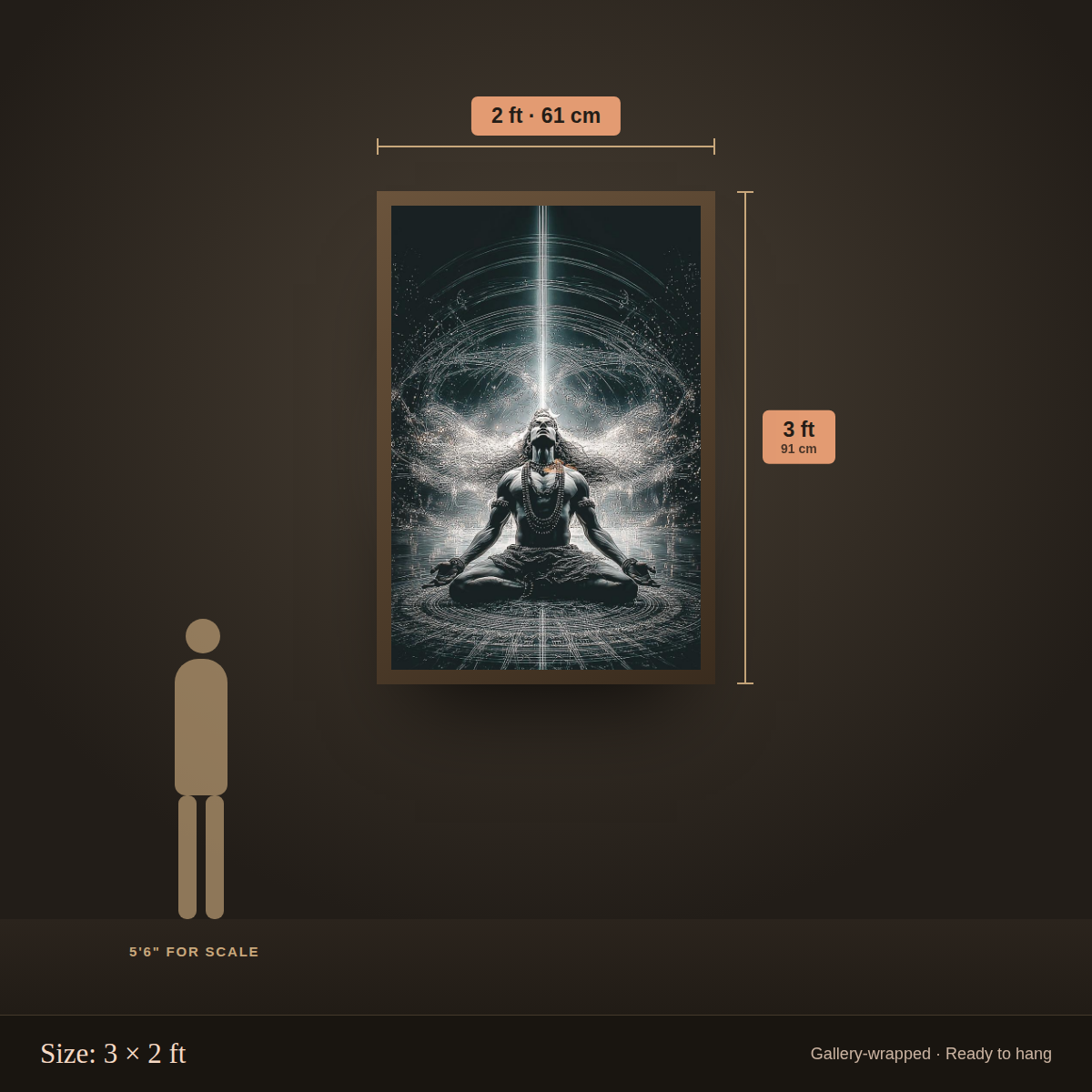 Cosmic Shiva Meditation - size guide 3x2 ft