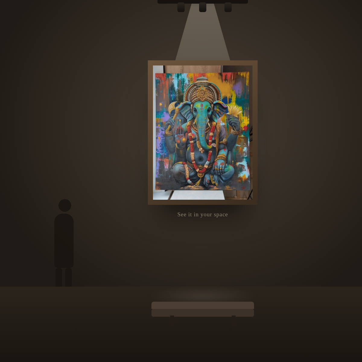 Colorful Ganesha Lotus - in a gallery space
