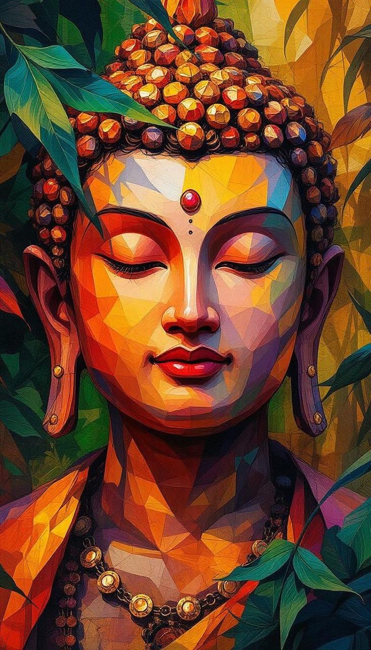 Geometric Buddha canvas — part of the Artvoraa 2-canvas combo