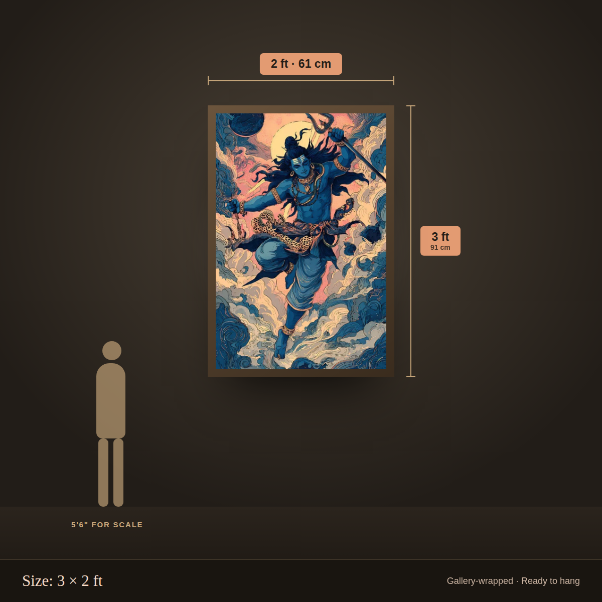 Shiva Tandava - size guide 3x2 ft