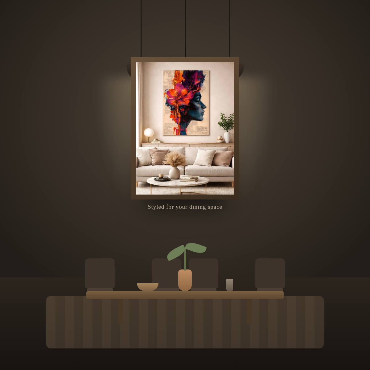 Abstract Floral Woman - in a dining room