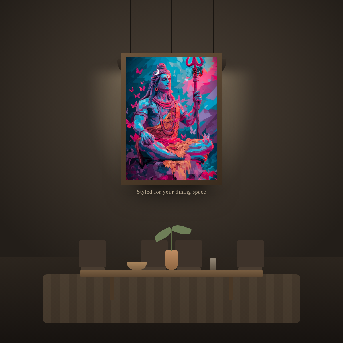 Geometric Meditating Shiva - in a dining room