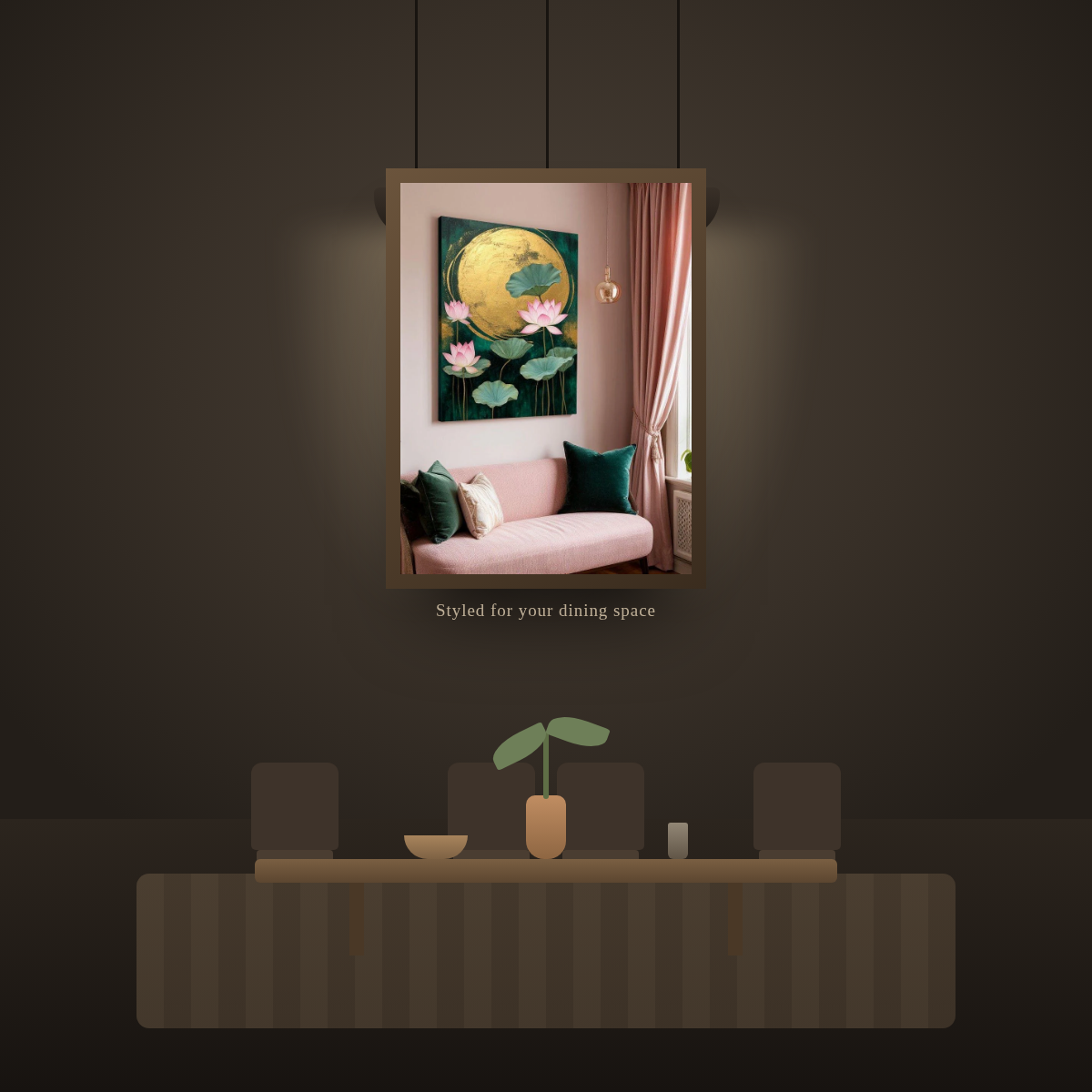 Golden Moon Lotus - in a dining room