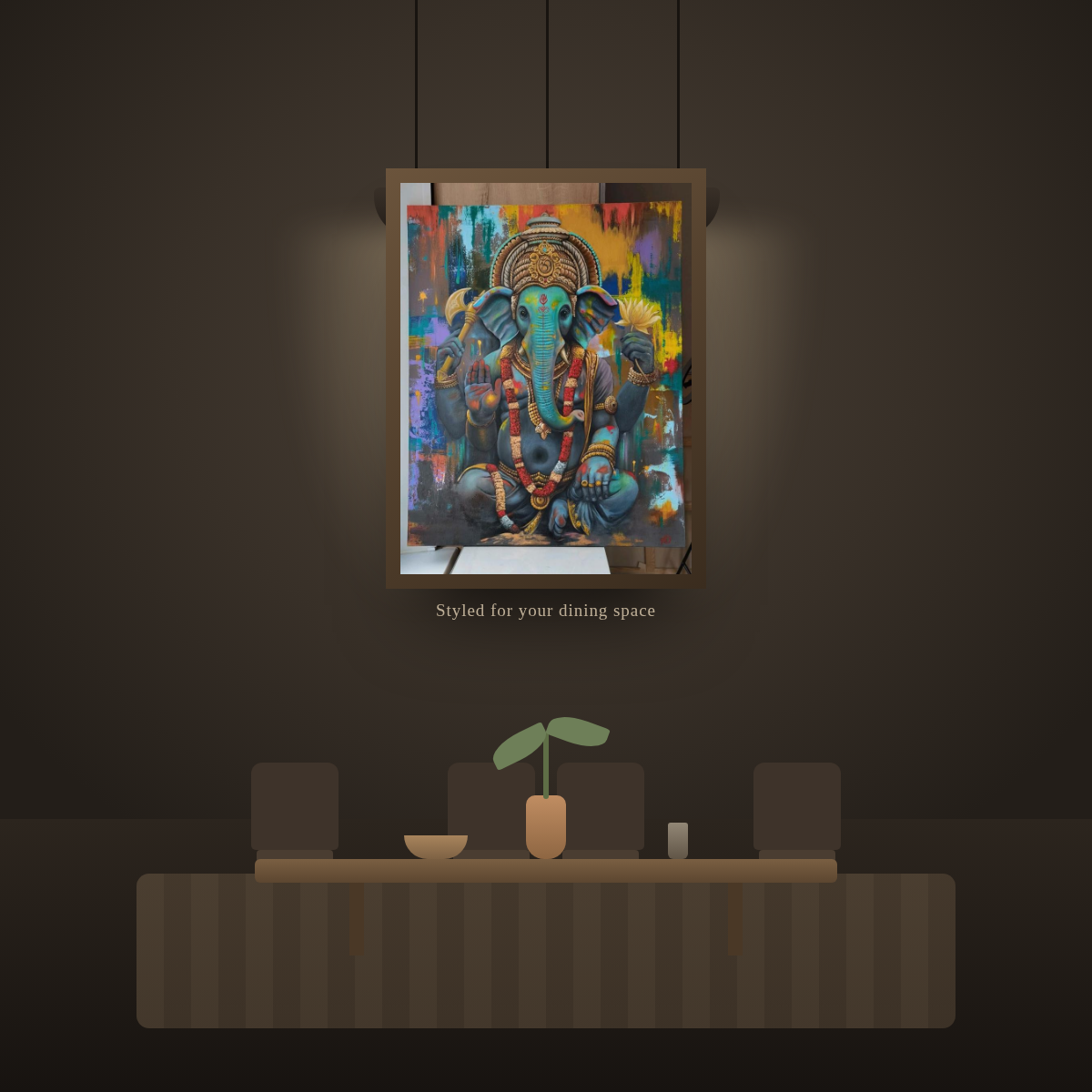 Colorful Ganesha Lotus - in a dining room