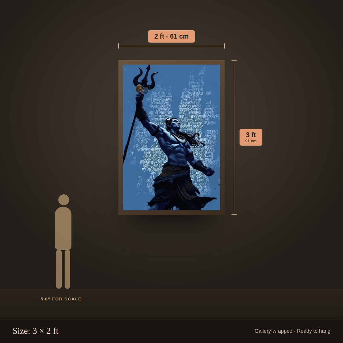 Shiva Trishul - size guide 3x2 ft